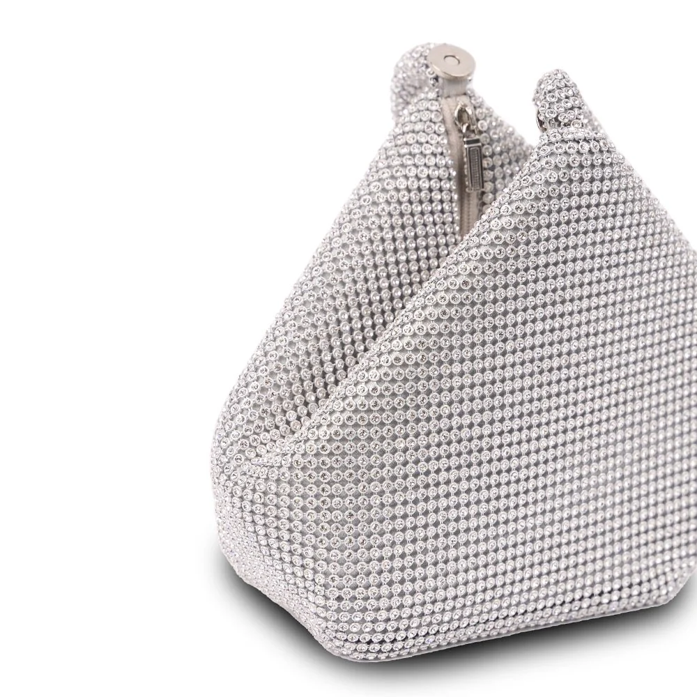 Dua Diamante Silver Pouch Handbag - Image 6